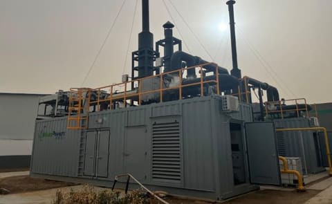 Genset container with SCR system at a dairy farm biogas plant