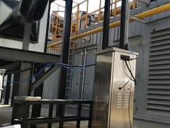 Genset container with SCR system at a dairy farm biogas plant, further photo